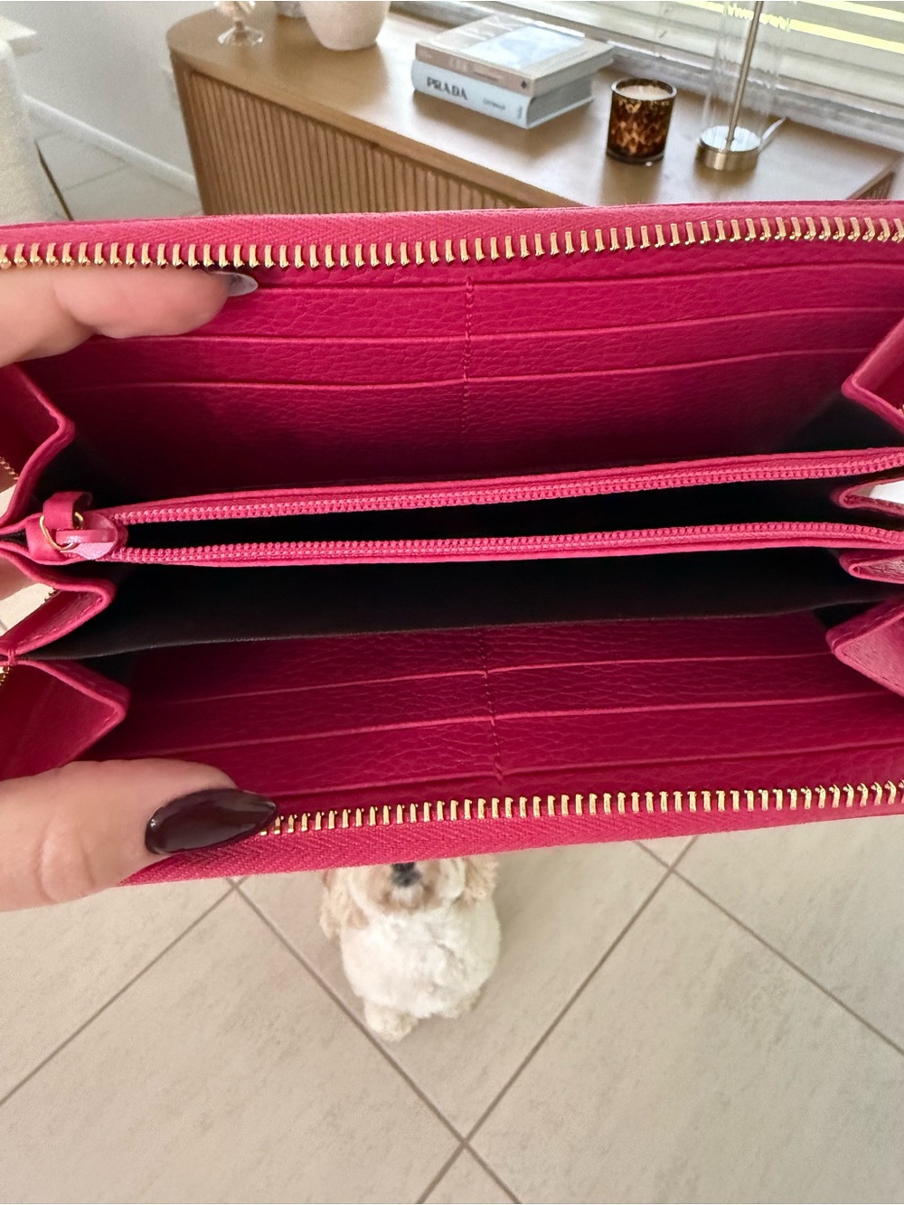 Gucci Hot Pink Pebbled Leather Zip Wallet with Gold GG - Picture 7 of 10
